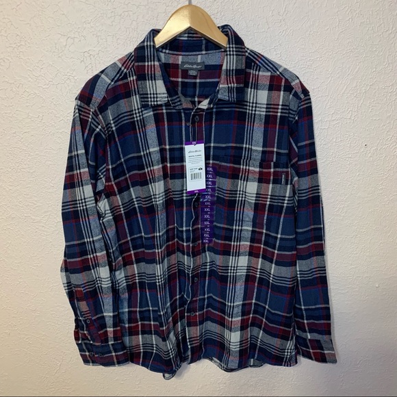 NWT Eddie Bauer Blue Bristol Plaid Flannel - Picture 3 of 6